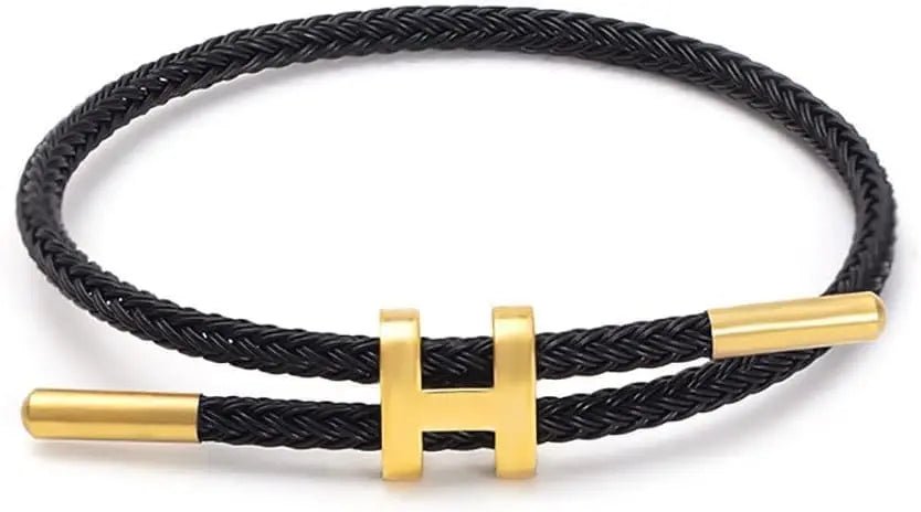 18K Gold Plated H Shape Buckle Bracelet Polished Titanium Steel Wire Rope Bracelet Adjustable Fashion Jewelry Gift for Women - Bargain Warriors LLC