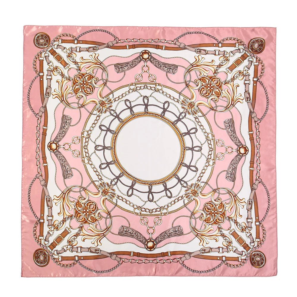 1pcs 90*90cm Square Silk Scarves Women Hijab Shawls Fashion Print Kerchief Femme Head Scarf Foulard Bandana Beach Head Scarf - Bargain Warriors LLC