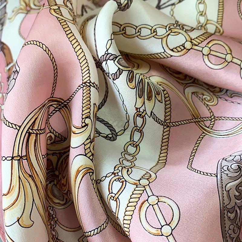 1pcs 90*90cm Square Silk Scarves Women Hijab Shawls Fashion Print Kerchief Femme Head Scarf Foulard Bandana Beach Head Scarf - Bargain Warriors LLC