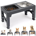 2-in-1 Elevated Slow Feeder Dog Bowls, Non-Slip Stainless Steel/Plastic/ Pet Food & Water Bowls with Foldable Stand - Bargain Warriors LLC