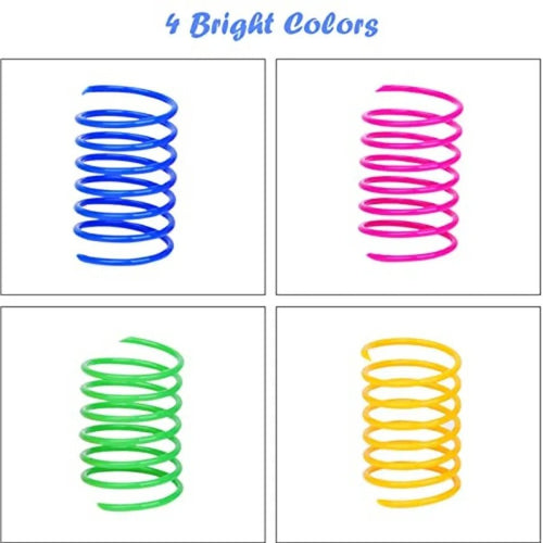 4pcs Kitten Cat Toys Wide Durable Heavy Gauge Cat Spring Toy Colorful Springs Cat Pet Toy Coil Spiral Springs Pet Intera - Bargain Warriors LLC
