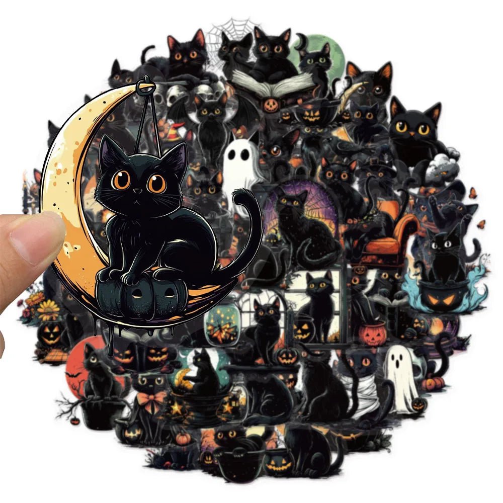 50PCS Halloween Cat Stickers – Purrfect Decorations for Every Occasion - Bargain Warriors LLC