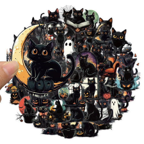 50PCS Halloween Cat Stickers – Purrfect Decorations for Every Occasion - Bargain Warriors LLC
