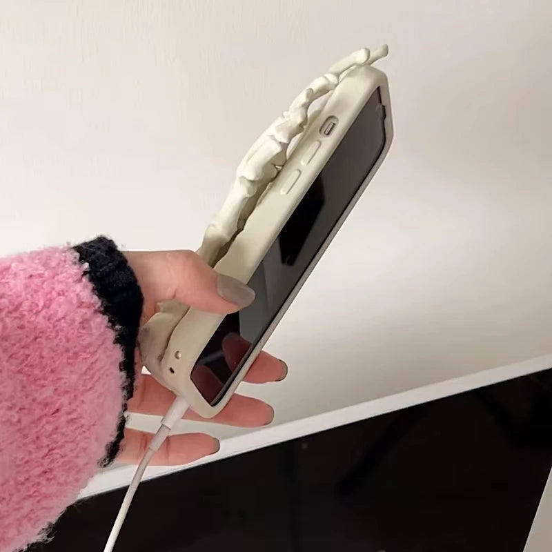 Elevate Your Style with Our Unique 3D Silicone Phone Case Halloween Skeleton Hand Design for iPhone 13-17 Pro Max