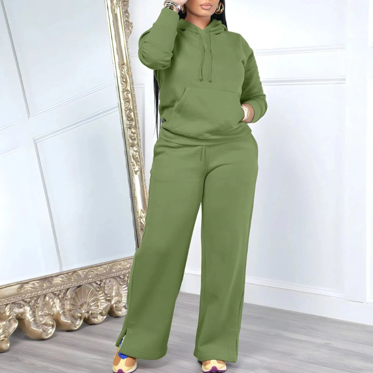 Dress for Women plus Size Women's Pure Color Fall And Winter Fashion And Warm Casual Hoodie Joggers Sweater Suit for Women Set