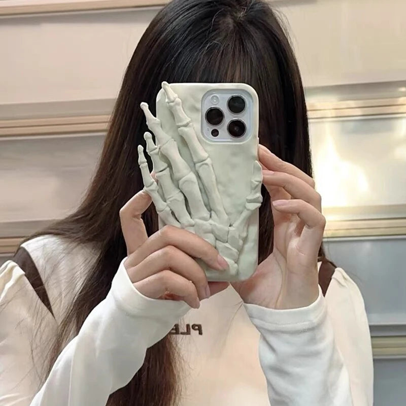 Elevate Your Style with Our Unique 3D Silicone Phone Case Halloween Skeleton Hand Design for iPhone 13-17 Pro Max