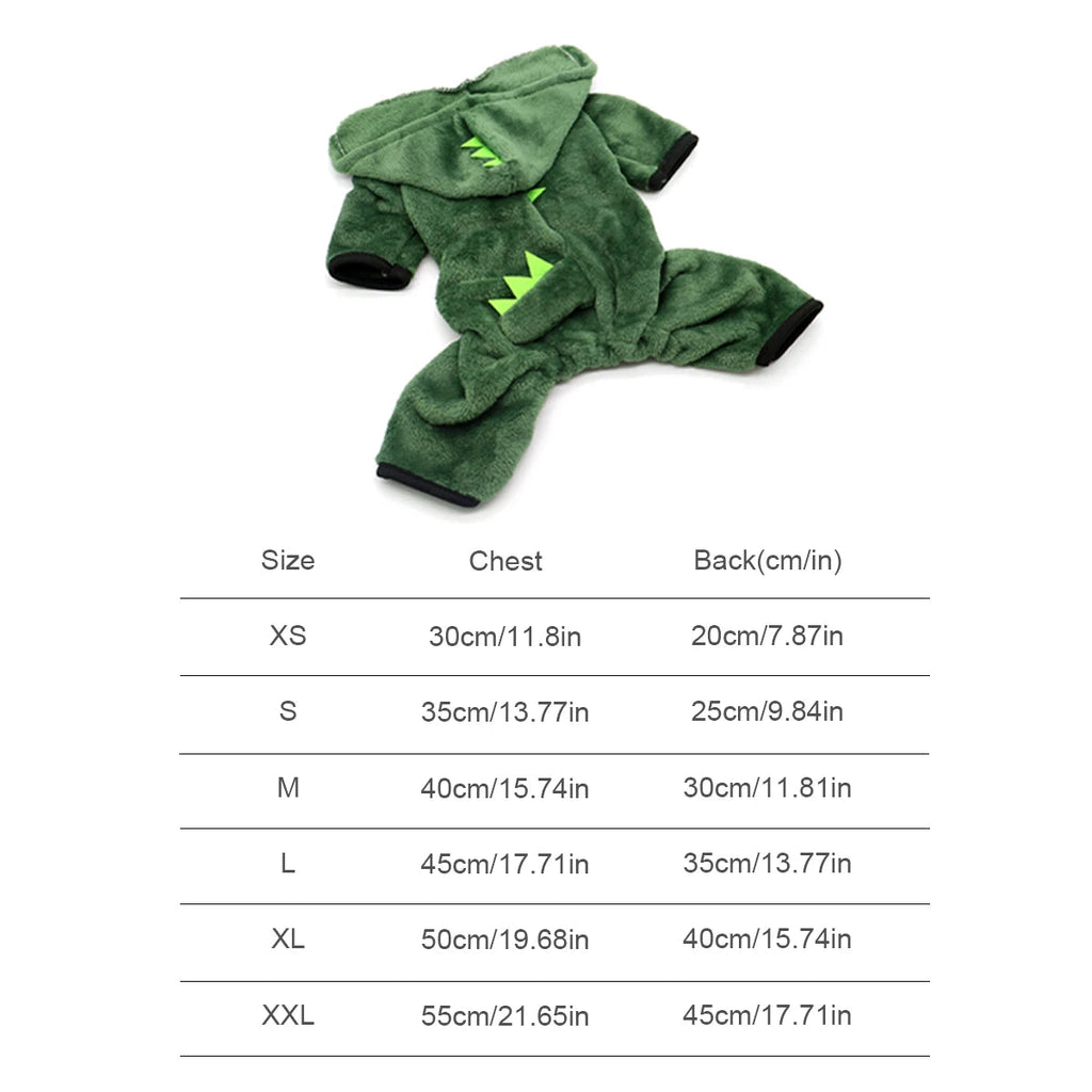 Adorable Halloween Dog Costume: Fleece Dino Hoodie for Small Pets - Bargain Warriors LLC