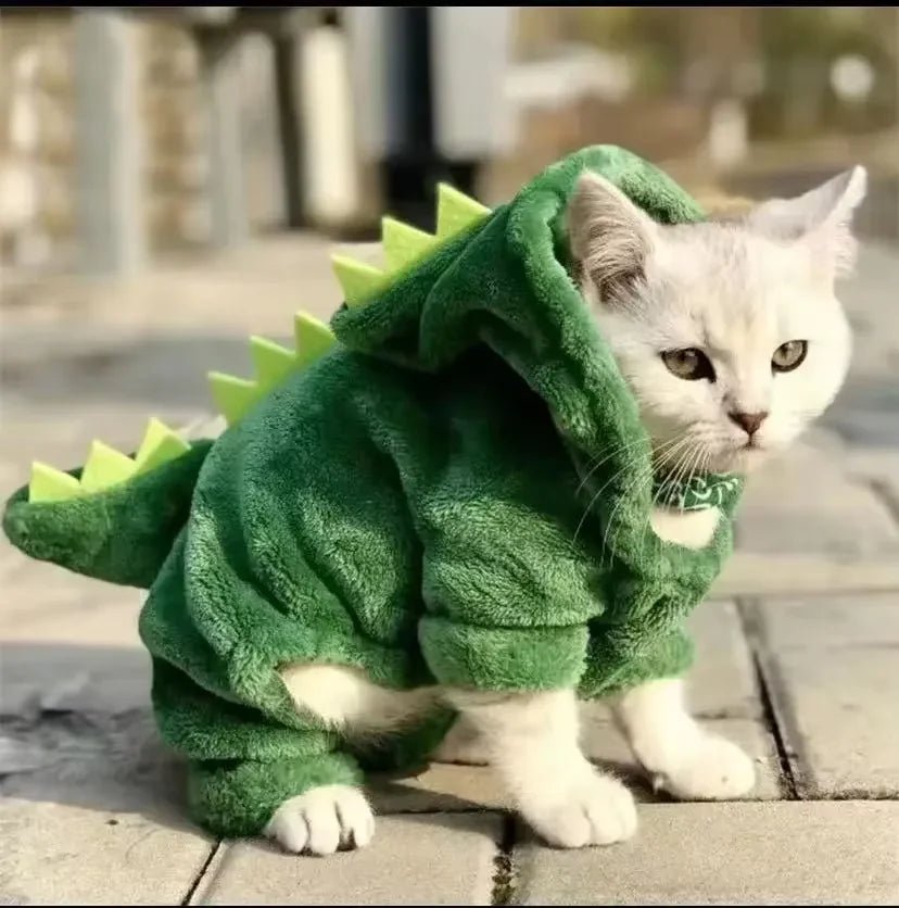 Adorable Halloween Dog Costume: Fleece Dino Hoodie for Small Pets - Bargain Warriors LLC