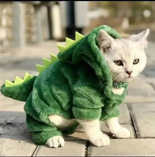 Adorable Halloween Dog Costume: Fleece Dino Hoodie for Small Pets - Bargain Warriors LLC