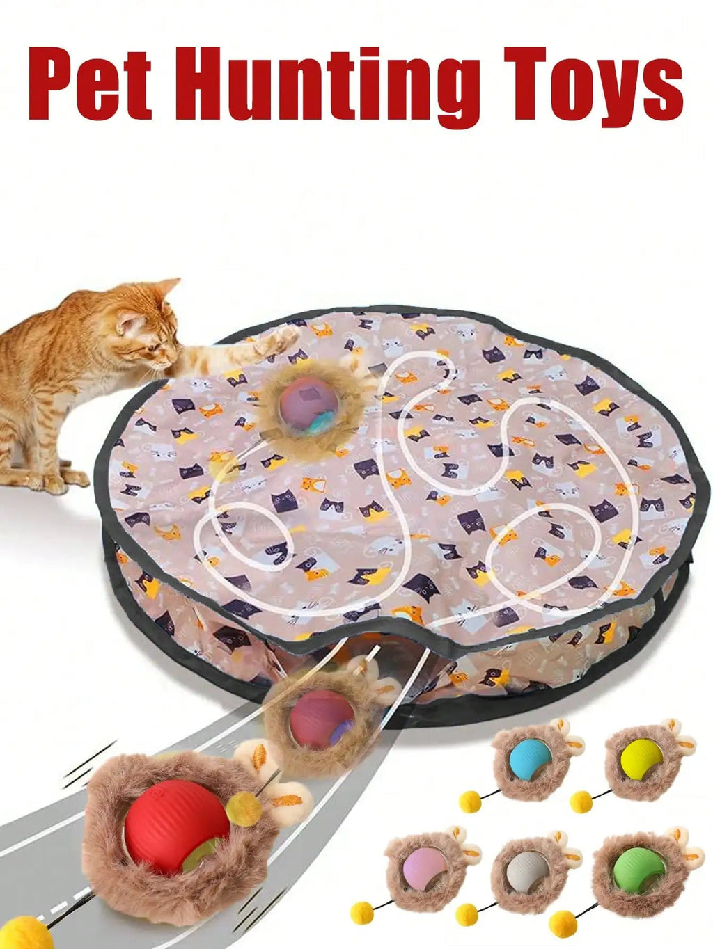Cat Hunting Toy Set, Electric Cat Ball Toy With Lighting, Chasing & Hunting Pet Toy, USB Rechargeable, Kitten & Pet Supplies - Bargain Warriors LLC