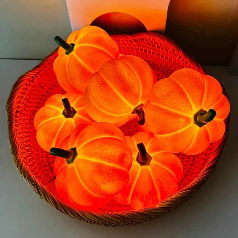 Charming Halloween Pumpkin LED Night Light - Battery Powered Warm Lantern for Kids