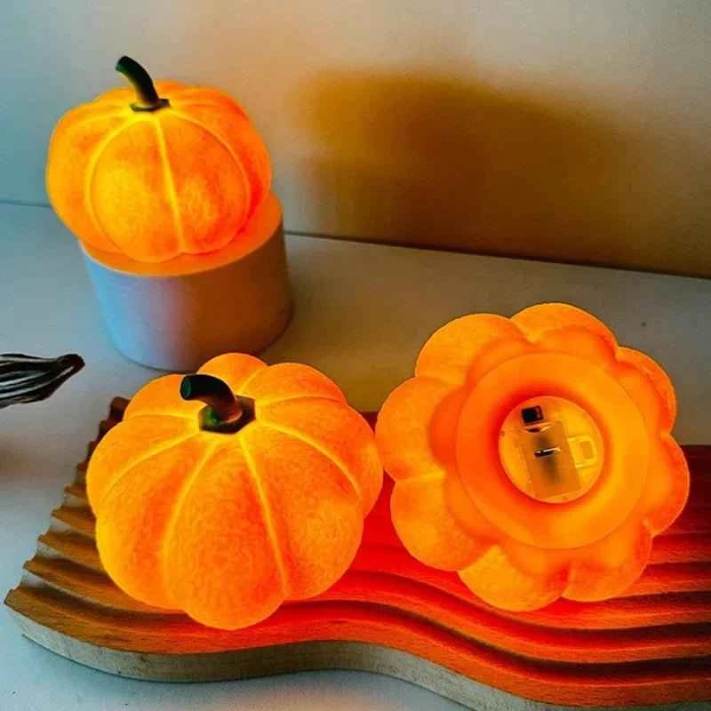 Charming Halloween Pumpkin LED Night Light - Battery Powered Warm Lantern for Kids
