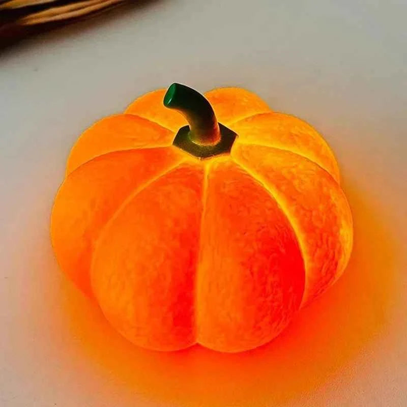 Charming Halloween Pumpkin LED Night Light - Battery Powered Warm Lantern for Kids
