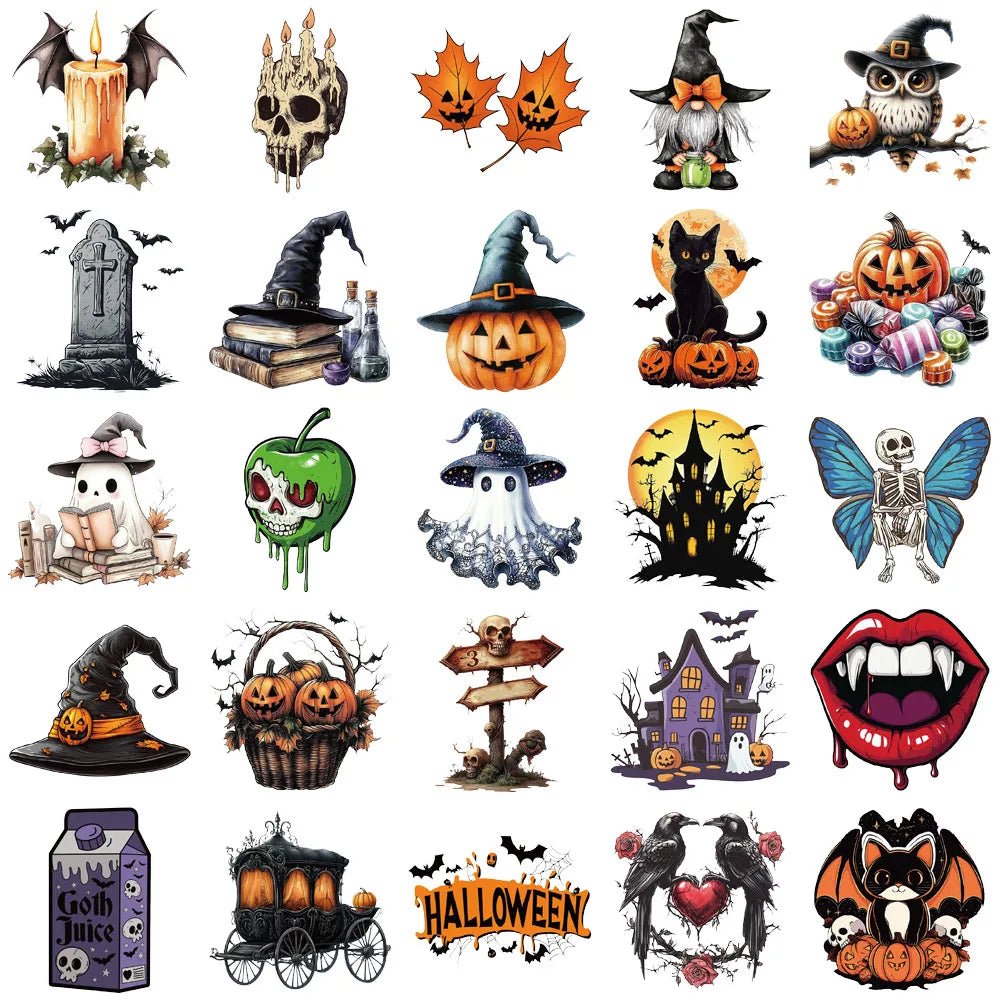 Creative Halloween Decorative Stickers - 50PCS Transparent PET Envelope Sealers for Fun and Festive Decor - Bargain Warriors LLC
