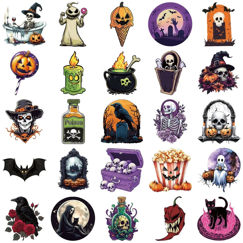 Creative Halloween Decorative Stickers - 50PCS Transparent PET Envelope Sealers for Fun and Festive Decor - Bargain Warriors LLC