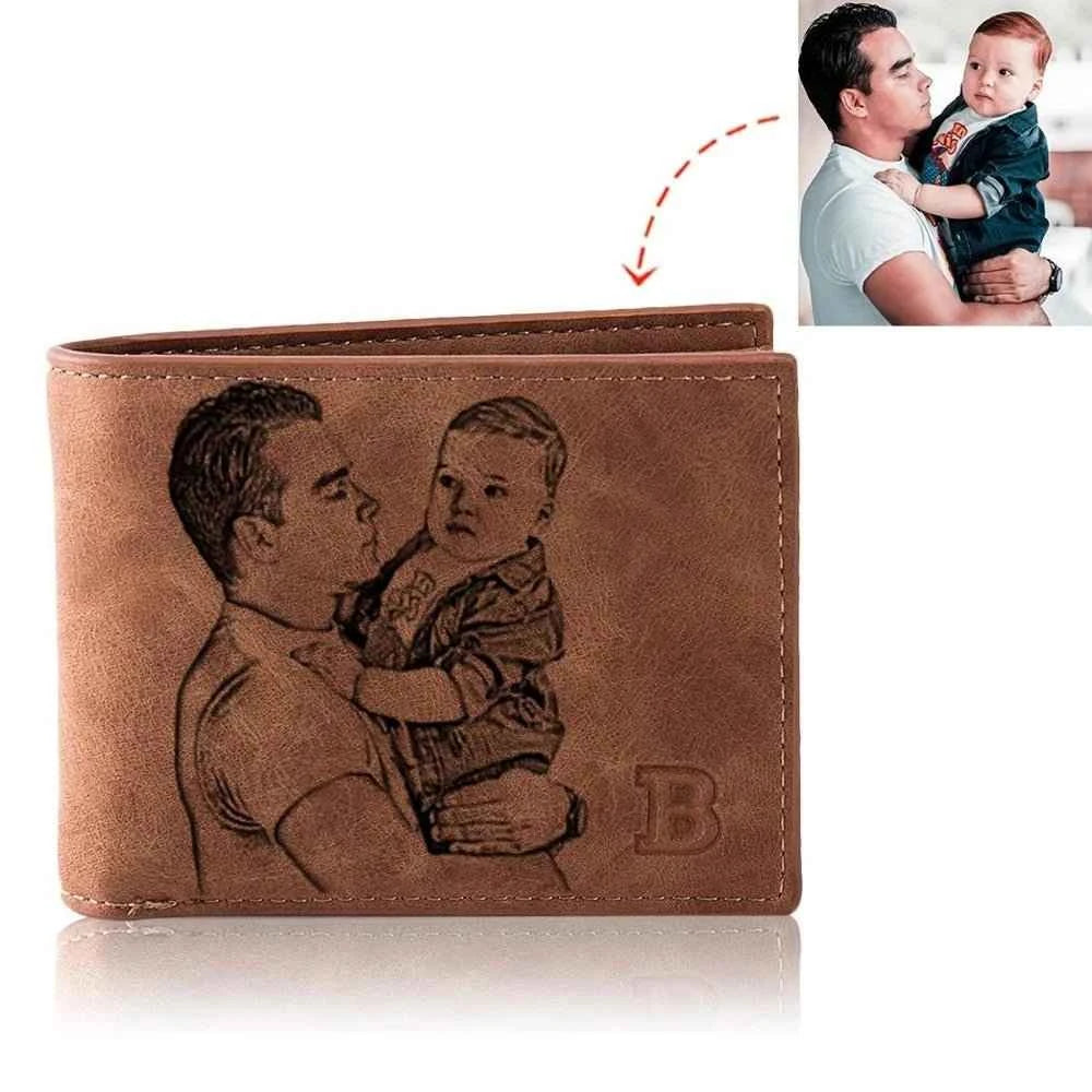 Custom Engraved Wallet - Personalized Frosted Retro Multifunction Wallet for Father’s Day