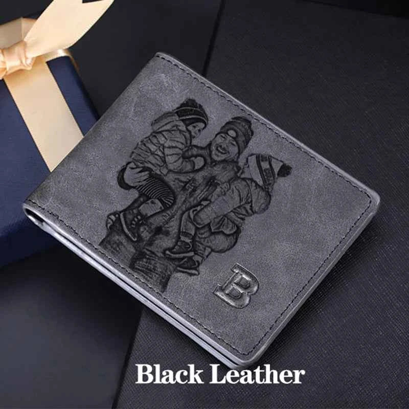 Custom Engraved Wallet - Personalized Frosted Retro Multifunction Wallet for Father’s Day