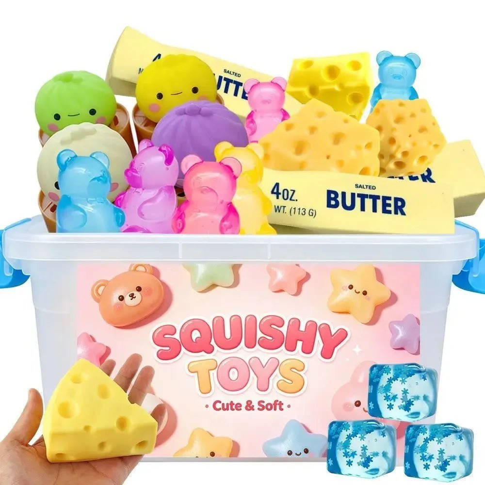 Delightful Slow-Rising Squishy Toys - Random Surprises Including Cheese, Dumplings, and Bears - Bargain Warriors LLC