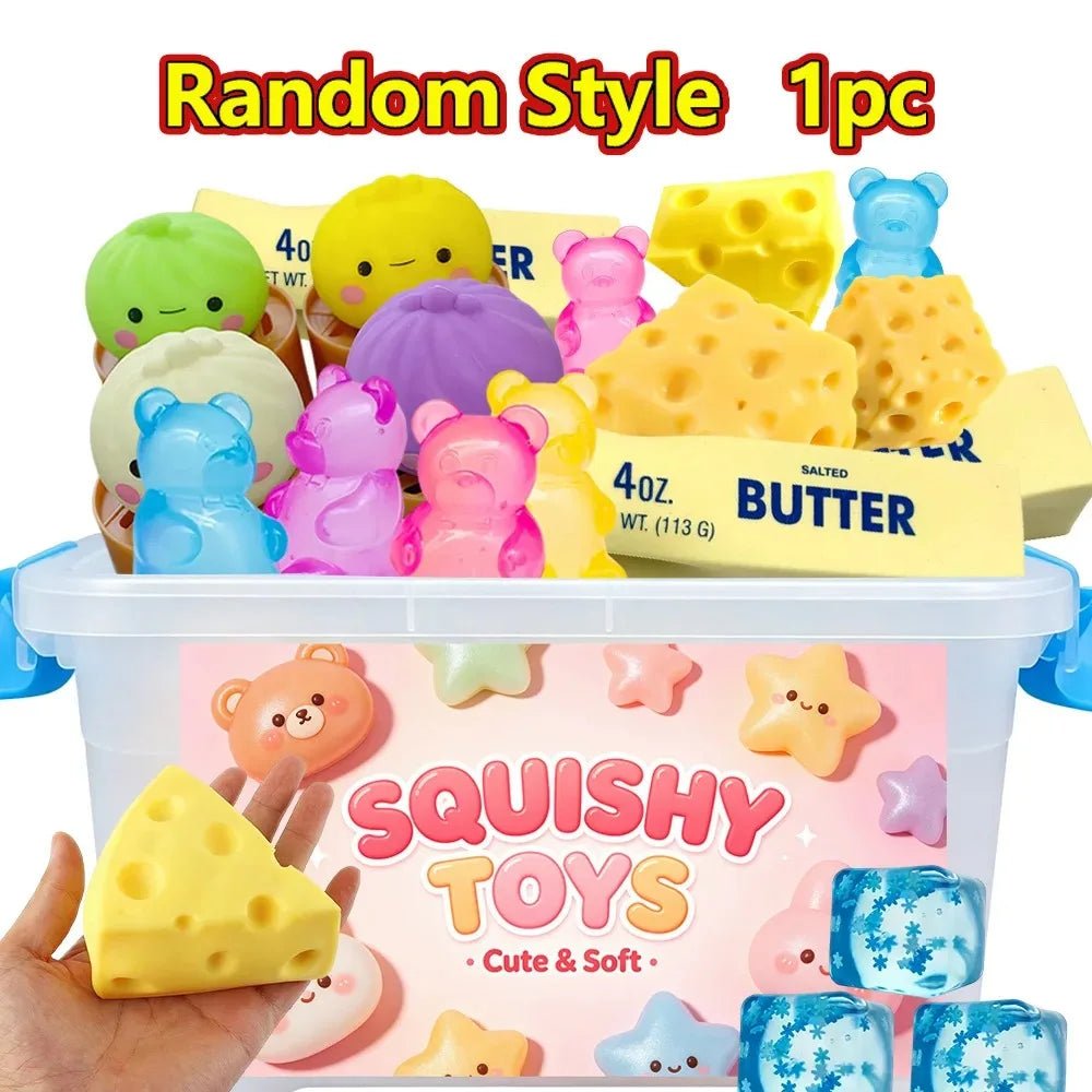 Delightful Slow-Rising Squishy Toys - Random Surprises Including Cheese, Dumplings, and Bears - Bargain Warriors LLC