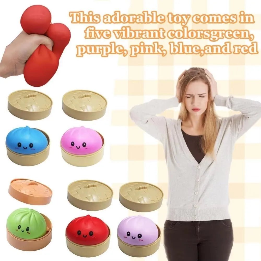 Dumpling Stress Ball for Anxiety Relief - Fun, Colorful, and Satisfying Squeeze Toy - Bargain Warriors LLC