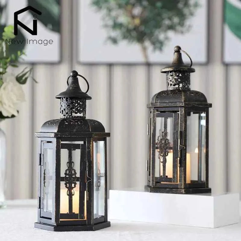 Elegant Black Iron Nordic Lantern Candle Holders for Stylish Home Decor