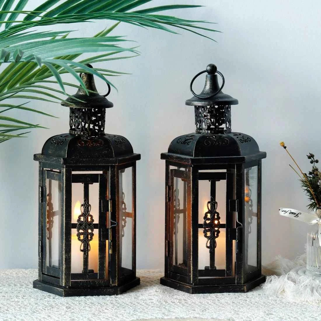 Elegant Black Iron Nordic Lantern Candle Holders for Stylish Home Decor