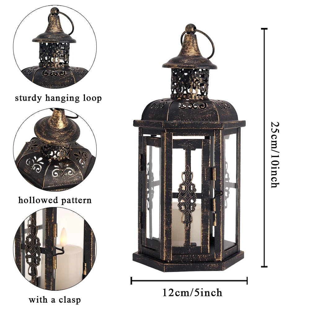 Elegant Black Iron Nordic Lantern Candle Holders for Stylish Home Decor - Bargain Warriors LLC