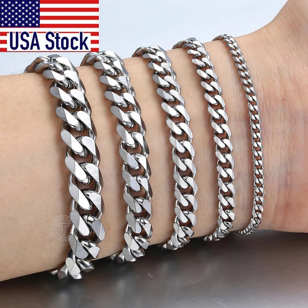 Elevate Your Style with Our Men's Stainless Steel Cuban Link Bracelet - Bargain Warriors LLC