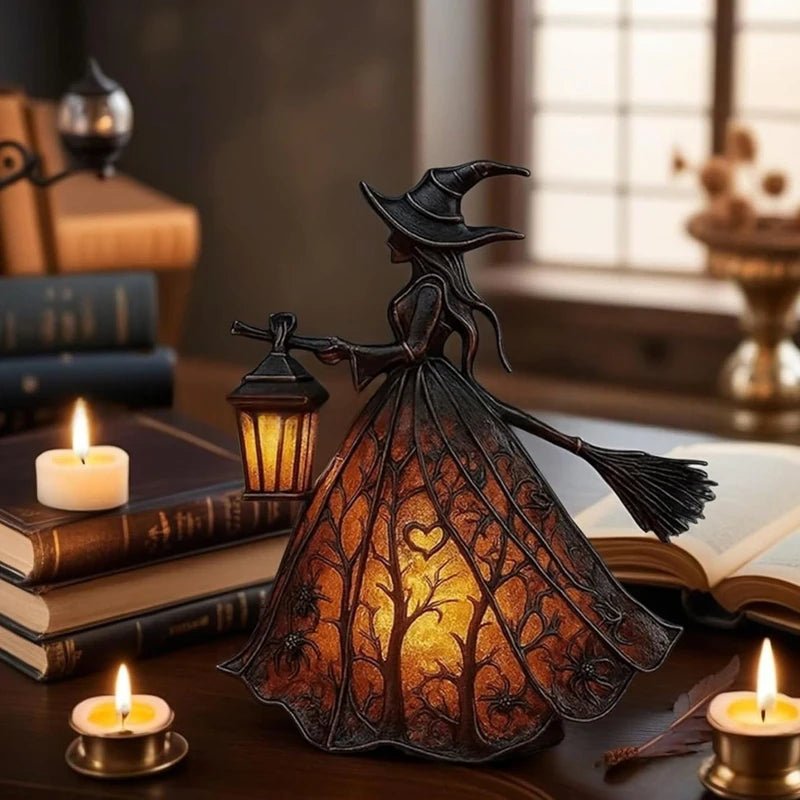 Enchanting Halloween Witch Desk Lamp – Transform Your Home Decor with This Artistic LED Night Light - Bargain Warriors LLC