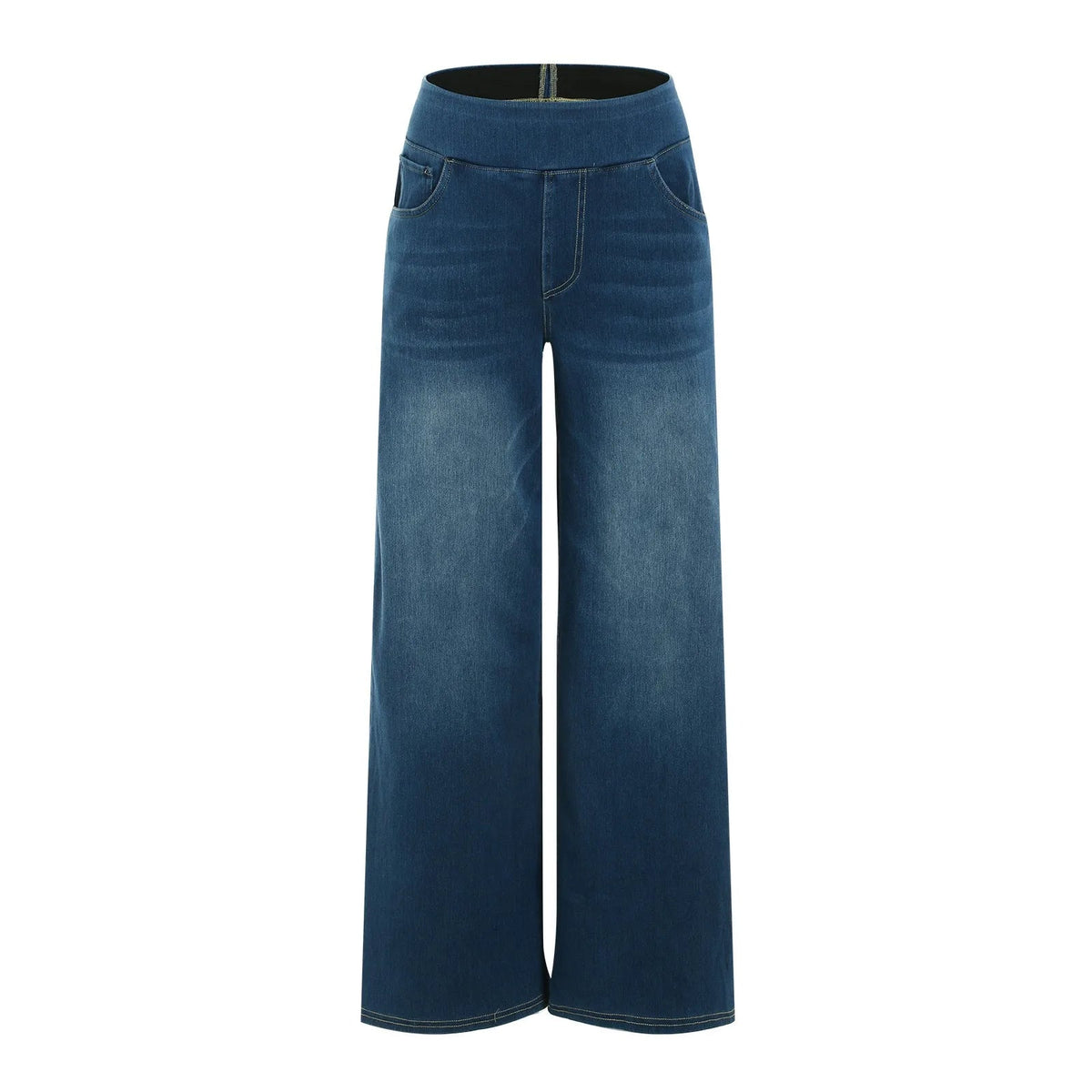 Fashion Baggy Jeans For Women Bleached Vintage High Waist Wide Leg Denim Pants With Pockets Boyfriend Stretchy Palazzo Pants - Bargain Warriors LLC