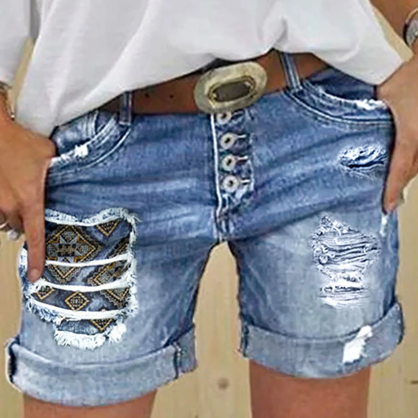 Fashion Denim Shorts Women 2025 New Rolled Short Jeans Streetwear Ripped Holes Shorts Ladies Baggy Hotpants шорты женский - Bargain Warriors LLC