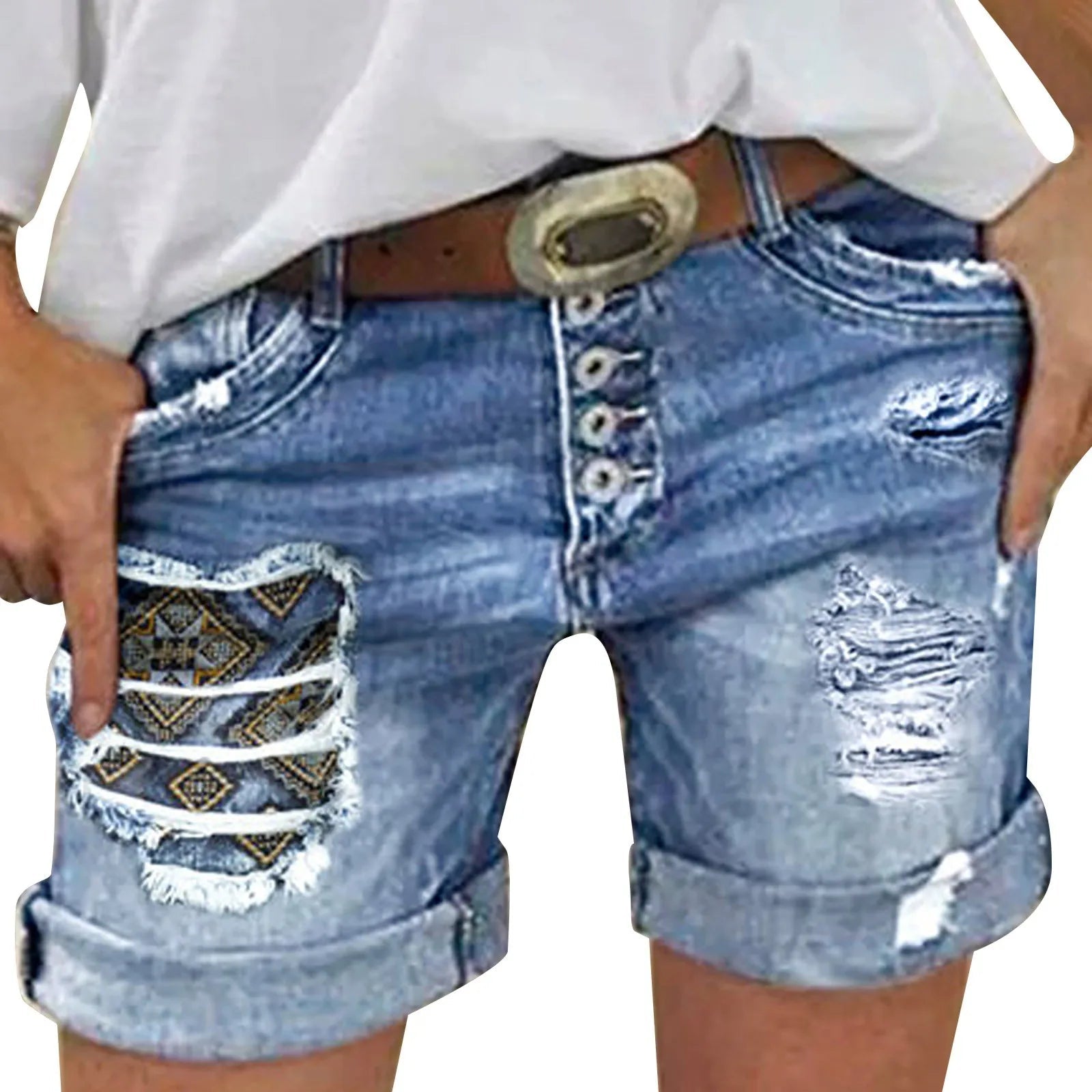 Fashion Denim Shorts Women 2025 New Rolled Short Jeans Streetwear Ripped Holes Shorts Ladies Baggy Hotpants шорты женский - Bargain Warriors LLC