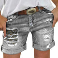 Fashion Denim Shorts Women 2025 New Rolled Short Jeans Streetwear Ripped Holes Shorts Ladies Baggy Hotpants шорты женский - Bargain Warriors LLC