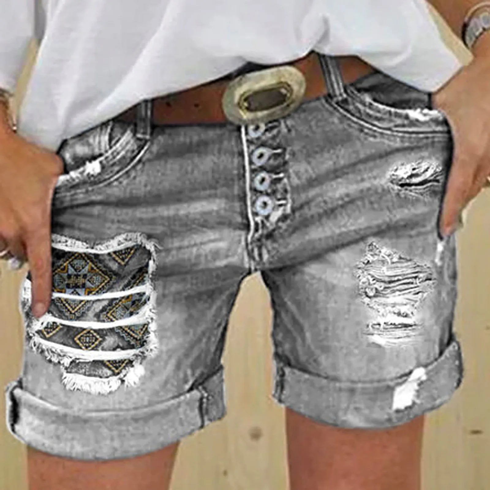 Fashion Denim Shorts Women 2025 New Rolled Short Jeans Streetwear Ripped Holes Shorts Ladies Baggy Hotpants шорты женский - Bargain Warriors LLC