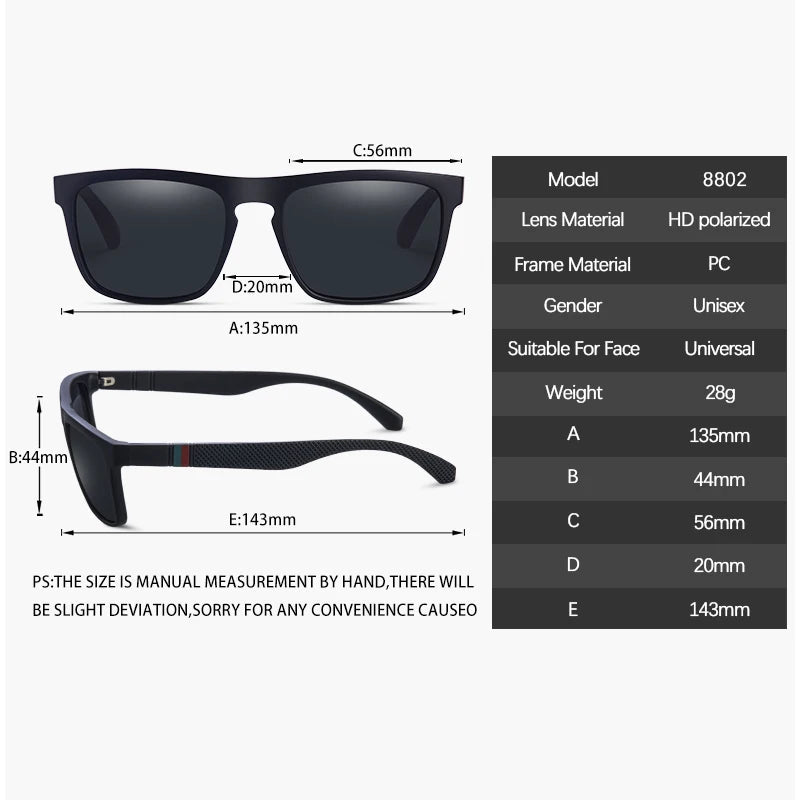 Fashion Square Vintage Polarized Sunglasses Men Women Retro Driving Fishing Sun Glasses UV400 Eyewear - Bargain Warriors LLC