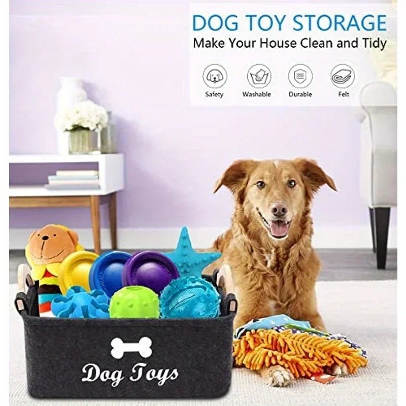Felt Pet Toy Storage Box - Organize Your Pet's Playtime in Style - Bargain Warriors LLC