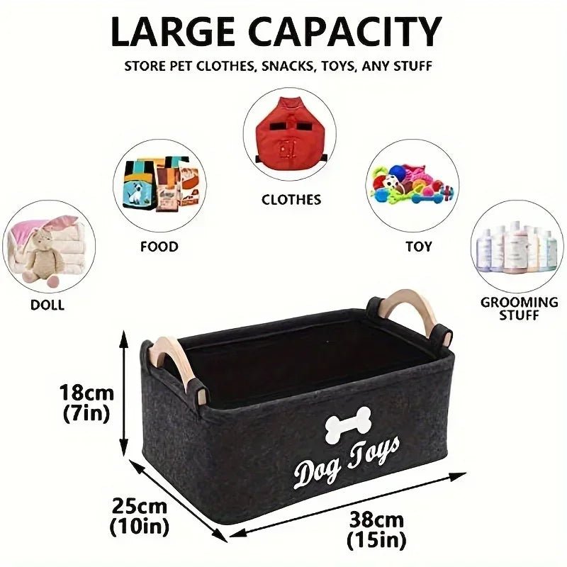 Felt Pet Toy Storage Box - Organize Your Pet's Playtime in Style - Bargain Warriors LLC