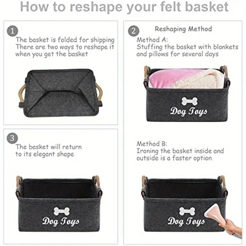 Felt Pet Toy Storage Box - Organize Your Pet's Playtime in Style - Bargain Warriors LLC