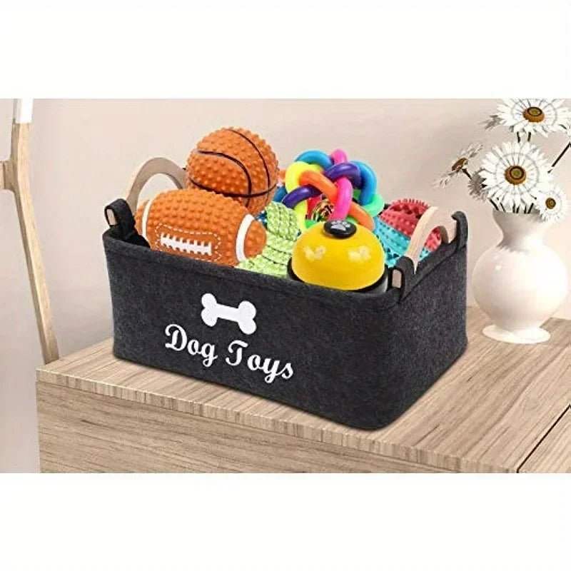 Felt Pet Toy Storage Box - Organize Your Pet's Playtime in Style - Bargain Warriors LLC