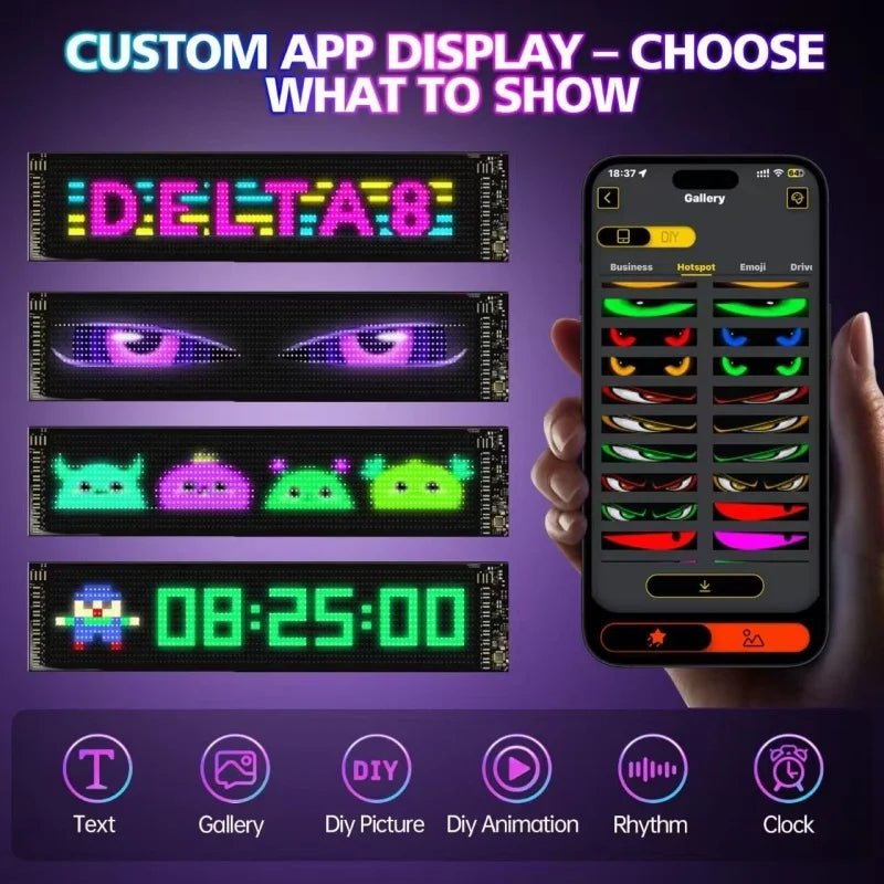 Halloween LED Night Light - Transform Your Car with a Fun and Programmable Pixel Display - Bargain Warriors LLC