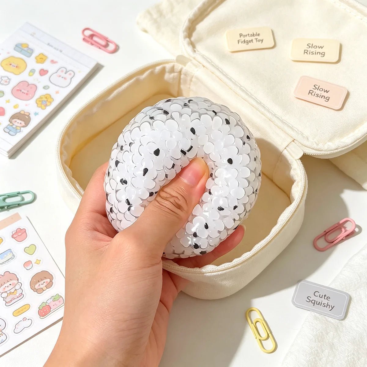 Kawaii Rice Ball Squishy Toy - Adorable Stress Reliever for Kids & Adults - Bargain Warriors LLC