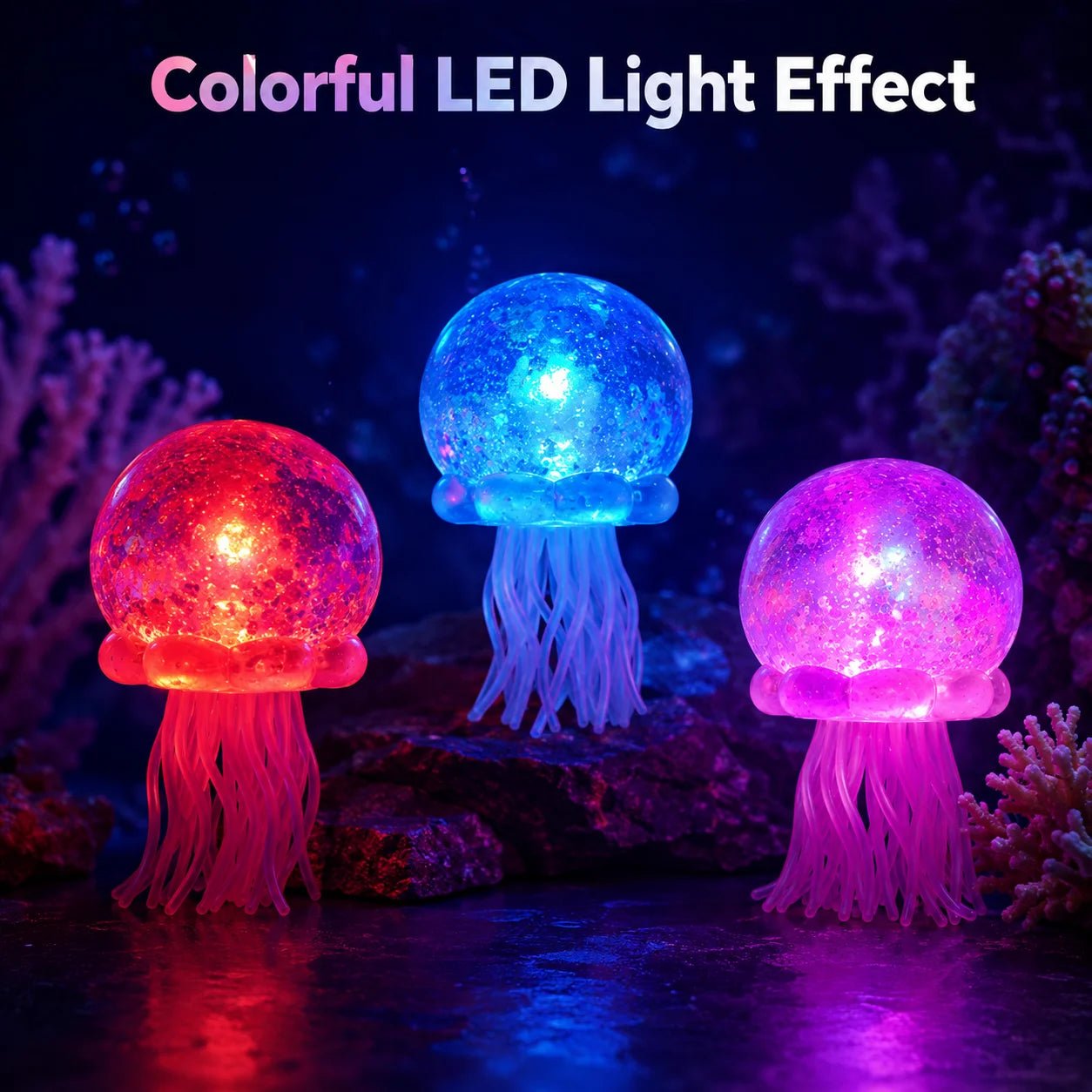 LED Glow Jellyfish Squishy Toy - Your Perfect Stress-Relief Companion 🪼 - Bargain Warriors LLC