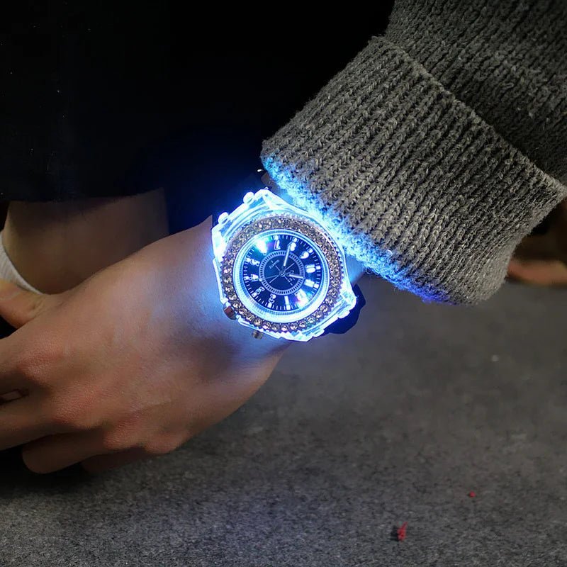LED Light Flash Luminous Watches Women Men Boys Girls Silicone Wrist Watch Fashion Rhinestone Clock Kids Children Relogio Saati - Bargain Warriors LLC