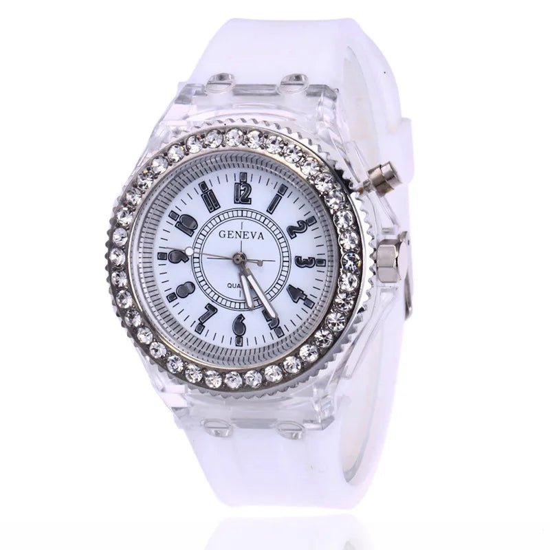 LED Light Flash Luminous Watches Women Men Boys Girls Silicone Wrist Watch Fashion Rhinestone Clock Kids Children Relogio Saati - Bargain Warriors LLC