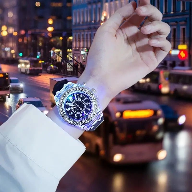 LED Light Flash Luminous Watches Women Men Boys Girls Silicone Wrist Watch Fashion Rhinestone Clock Kids Children Relogio Saati - Bargain Warriors LLC