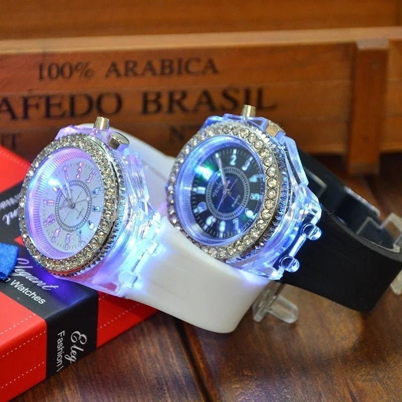 LED Light Flash Luminous Watches Women Men Boys Girls Silicone Wrist Watch Fashion Rhinestone Clock Kids Children Relogio Saati - Bargain Warriors LLC