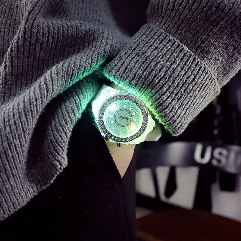LED Light Flash Luminous Watches Women Men Boys Girls Silicone Wrist Watch Fashion Rhinestone Clock Kids Children Relogio Saati - Bargain Warriors LLC