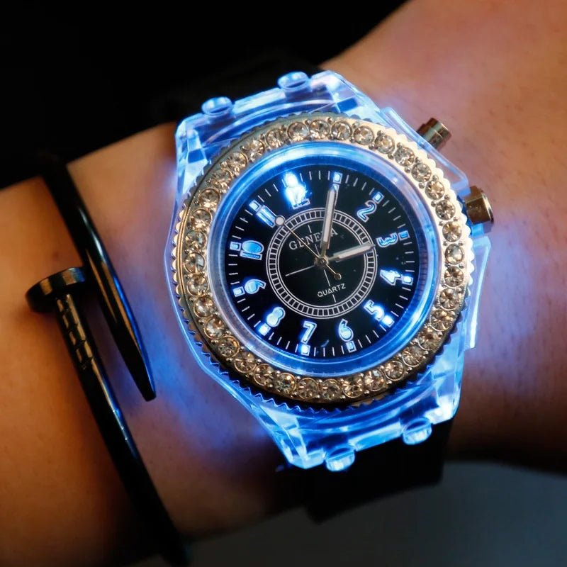 LED Light Flash Luminous Watches Women Men Boys Girls Silicone Wrist Watch Fashion Rhinestone Clock Kids Children Relogio Saati - Bargain Warriors LLC