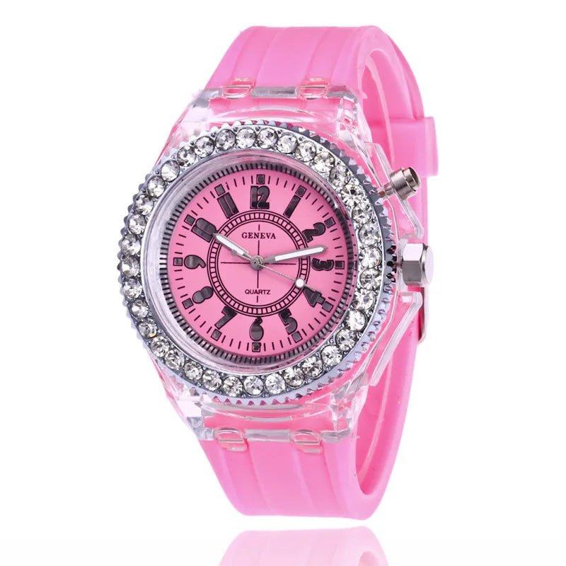 LED Light Flash Luminous Watches Women Men Boys Girls Silicone Wrist Watch Fashion Rhinestone Clock Kids Children Relogio Saati - Bargain Warriors LLC