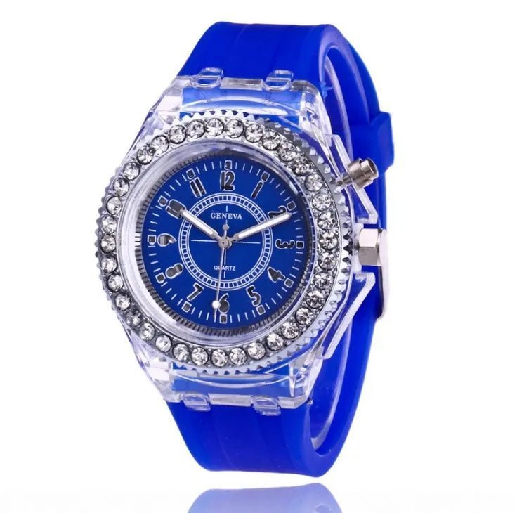 LED Light Flash Luminous Watches Women Men Boys Girls Silicone Wrist Watch Fashion Rhinestone Clock Kids Children Relogio Saati - Bargain Warriors LLC